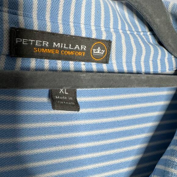 Peter Millar Men's Cottage Blue Donald Stripe Stretch Mesh Polo Shirt Golf Sz XL - Picture 7 of 8